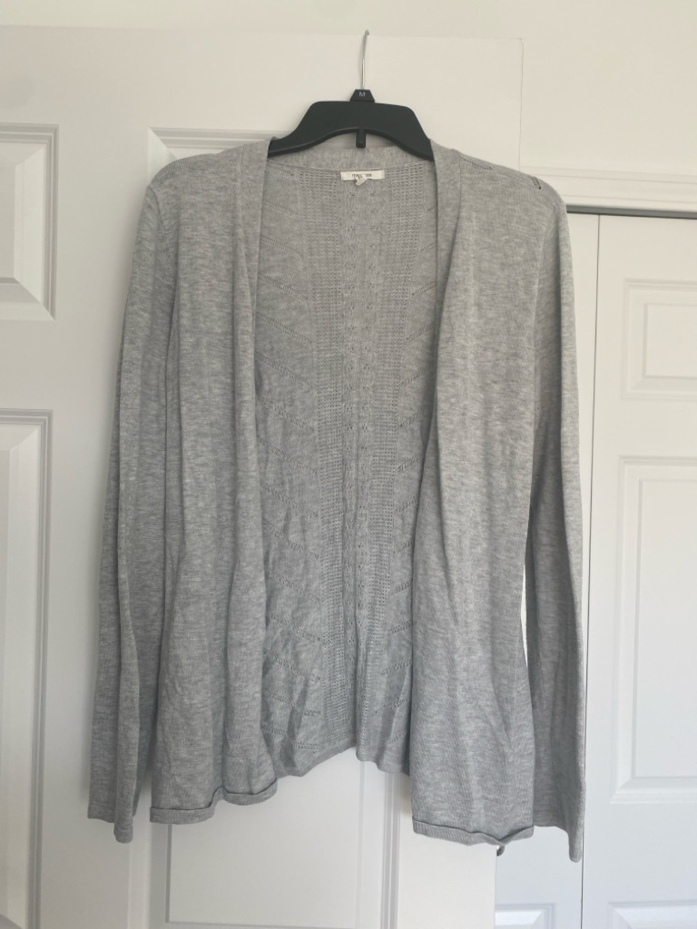 Maurices Light Gray Open-Front Knit Cardigan